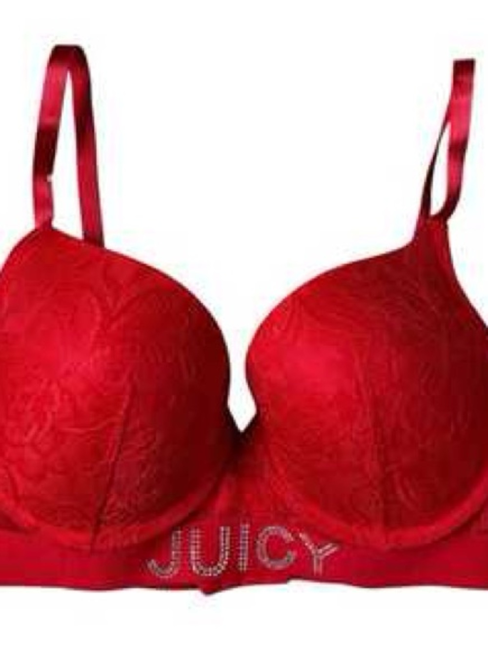 Juicy Couture Scarlet Lace Push-Up Bra with Rhinestone Logo